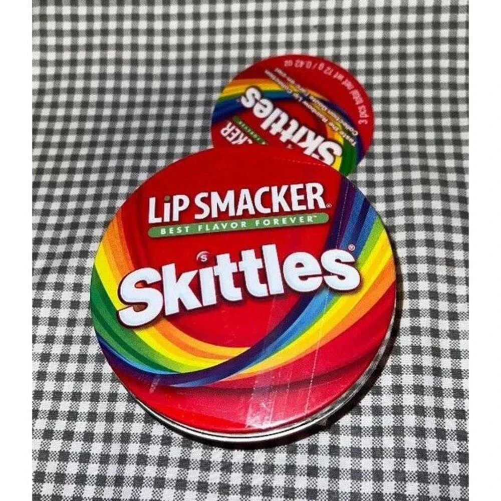 Lip Smacker Skittles 3-Piece Lip Balm Tin Strawberry, Green Apple, Mango Tangelo